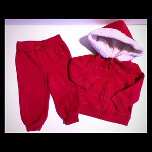 Circo Red Sparkle Faux Fleece Hoodie & Sweatpants